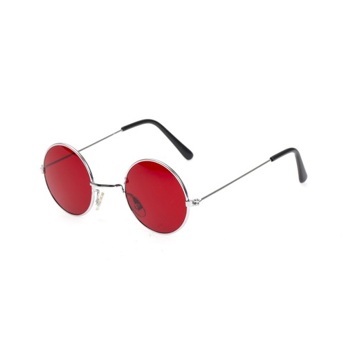 Red lens round metal frame - round,